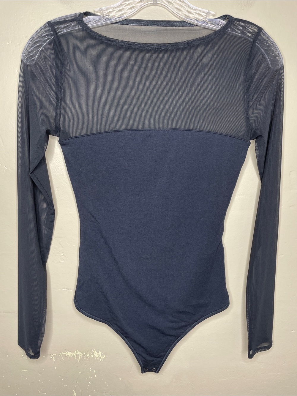 ABERCROMBIE & FITCH Black Mesh Yoke & Sleeves Balletcore Romantic Goth Bodysuit